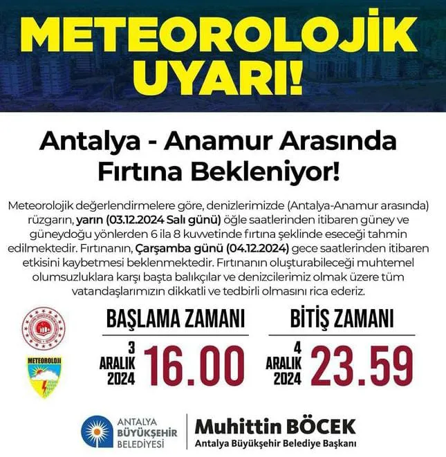 ANTALYA BÜYÜKŞEHİR UYARDI